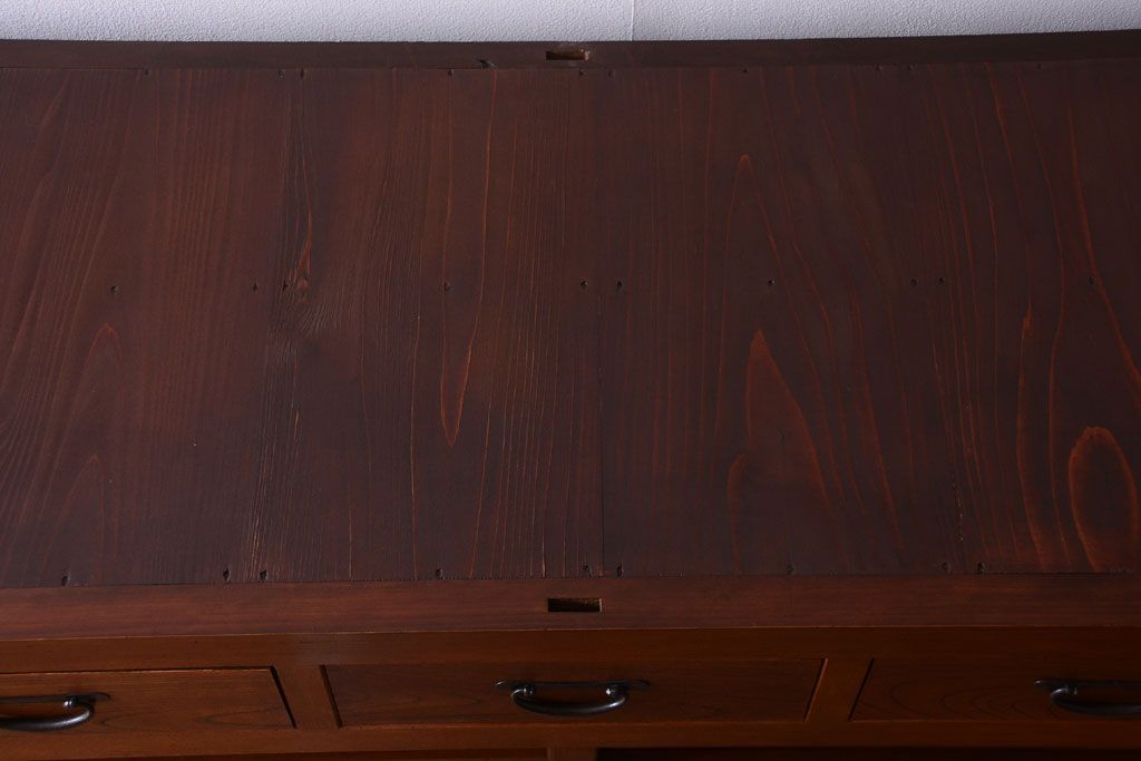 アンティーク家具　古民具・骨董　明治〜大正　岐阜県産　前面檜材!上品な二段重ね六尺水屋箪笥