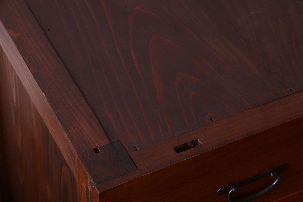 アンティーク家具　古民具・骨董　明治〜大正　岐阜県産　前面檜材!上品な二段重ね六尺水屋箪笥