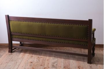 アンティーク家具　大正ロマン　極上品!古い洋館の4人掛けアンティークベンチ(長椅子・ソファ)
