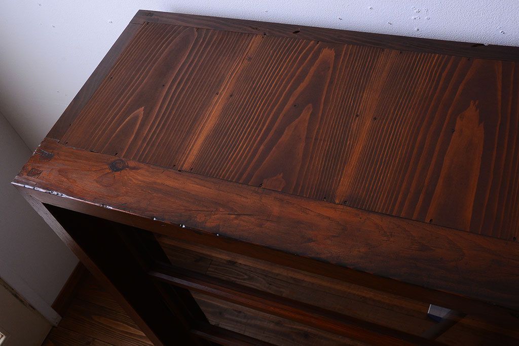 アンティーク家具　和製アンティーク　大振りサイズ!古い木のガラス収納棚