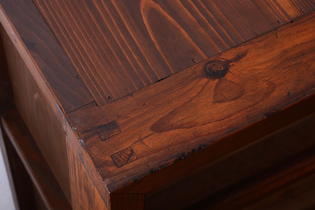 アンティーク家具　和製アンティーク　大振りサイズ!古い木のガラス収納棚