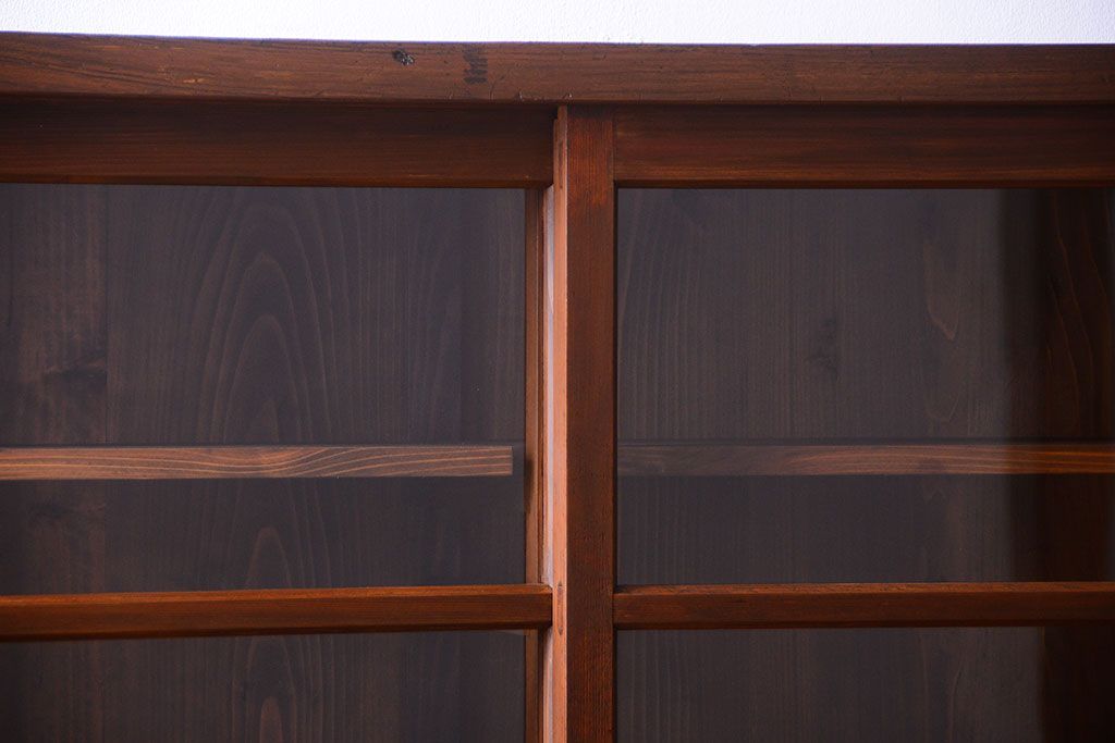 アンティーク家具　和製アンティーク　大振りサイズ!古い木のガラス収納棚