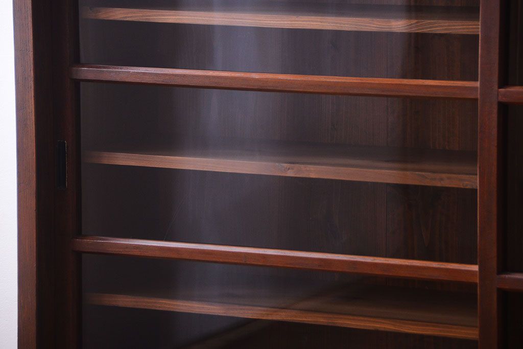 アンティーク家具　和製アンティーク　大振りサイズ!古い木のガラス収納棚