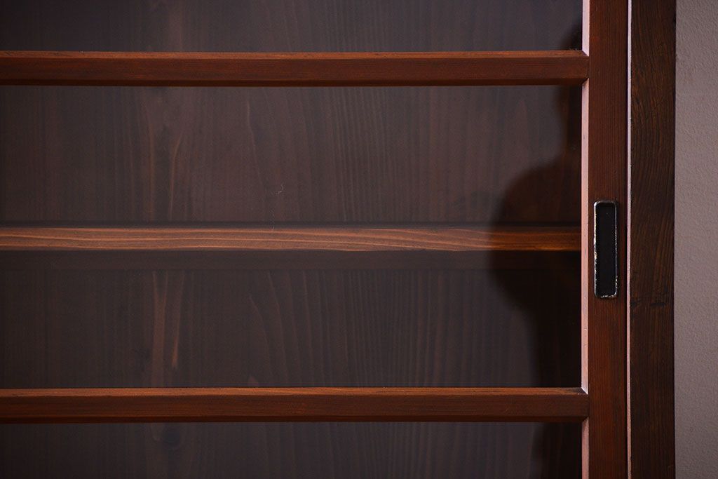 アンティーク家具　和製アンティーク　大振りサイズ!古い木のガラス収納棚