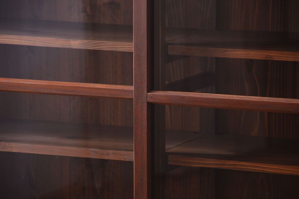 アンティーク家具　和製アンティーク　大振りサイズ!古い木のガラス収納棚