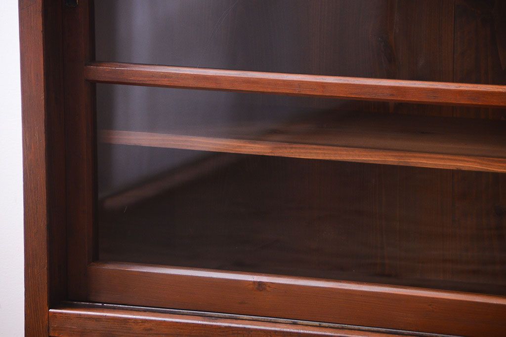 アンティーク家具　和製アンティーク　大振りサイズ!古い木のガラス収納棚