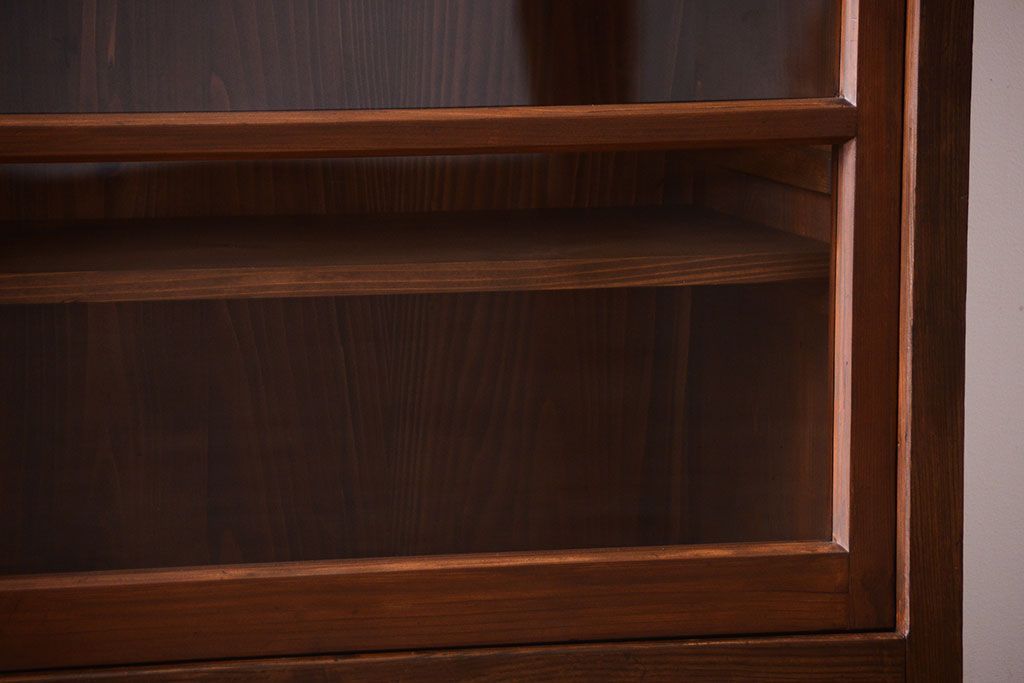 アンティーク家具　和製アンティーク　大振りサイズ!古い木のガラス収納棚