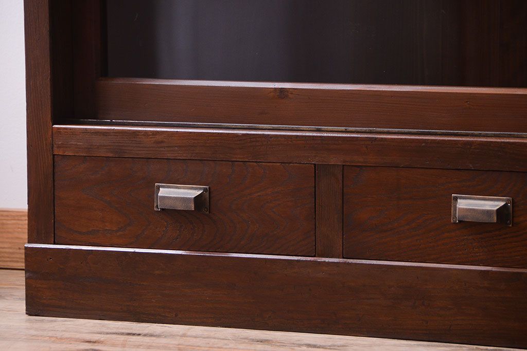 アンティーク家具　和製アンティーク　大振りサイズ!古い木のガラス収納棚