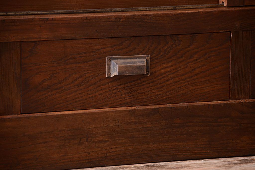 アンティーク家具　和製アンティーク　大振りサイズ!古い木のガラス収納棚