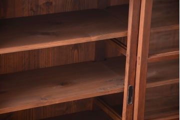 アンティーク家具　和製アンティーク　大振りサイズ!古い木のガラス収納棚