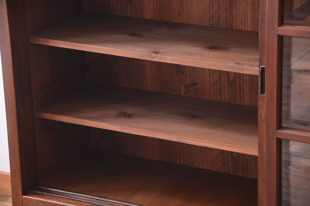 アンティーク家具　和製アンティーク　大振りサイズ!古い木のガラス収納棚