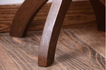 アンティーク家具　和製アンティーク　クッション座面の古いナラ材製回転スツール(回転椅子)