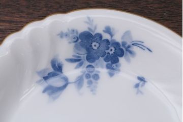 中古　大倉陶園　金彩　エンボス　ブルーフラワー小皿6枚セット(洋食器)