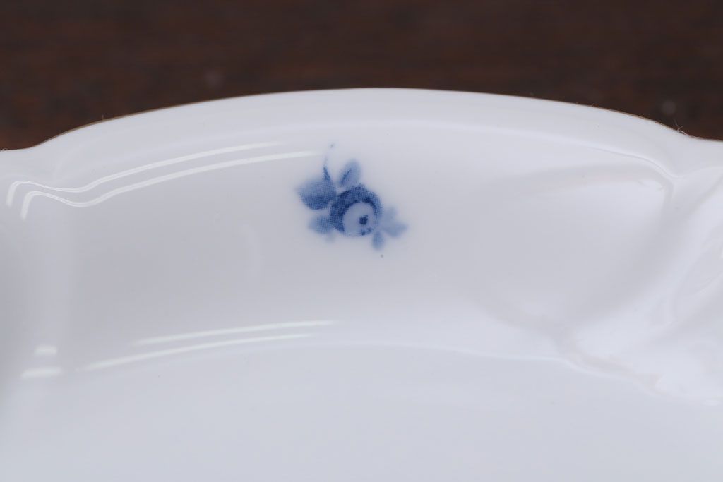 中古　大倉陶園　金彩　エンボス　ブルーフラワー小皿6枚セット(洋食器)