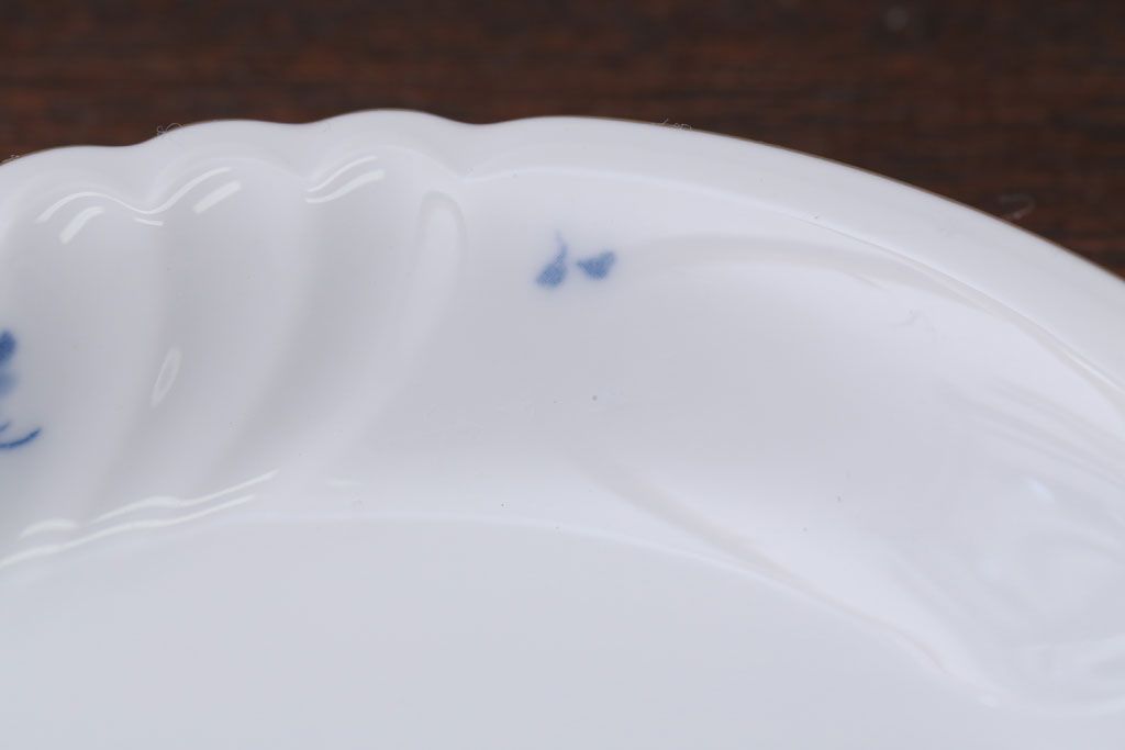 中古　大倉陶園　金彩　エンボス　ブルーフラワー小皿6枚セット(洋食器)