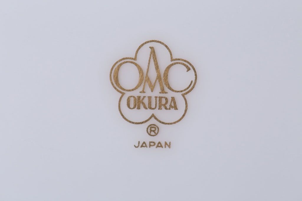 中古　大倉陶園　金彩　エンボス　ブルーフラワー小皿6枚セット(洋食器)