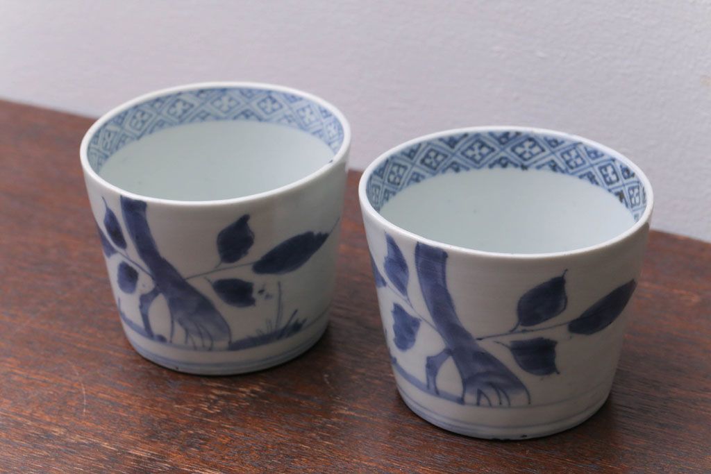 アンティーク雑貨　古民具・骨董　江戸後期　蕎麦猪口2客セット(1)