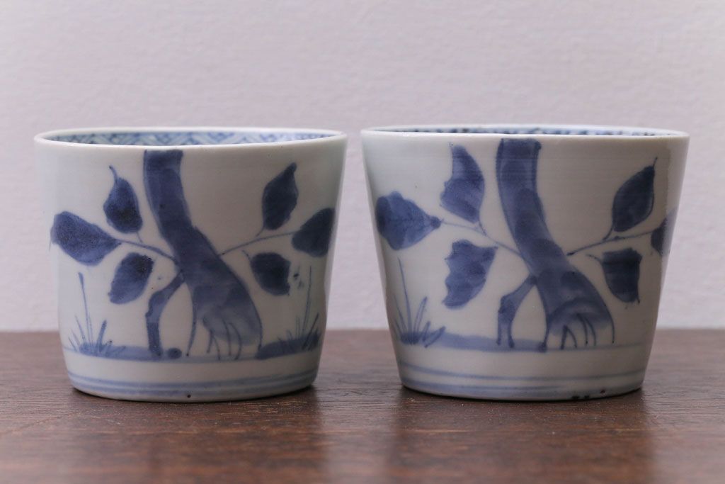 アンティーク雑貨　古民具・骨董　江戸後期　蕎麦猪口2客セット(1)