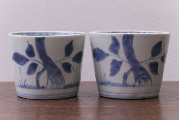 アンティーク雑貨　古民具・骨董　江戸後期　蕎麦猪口2客セット(1)