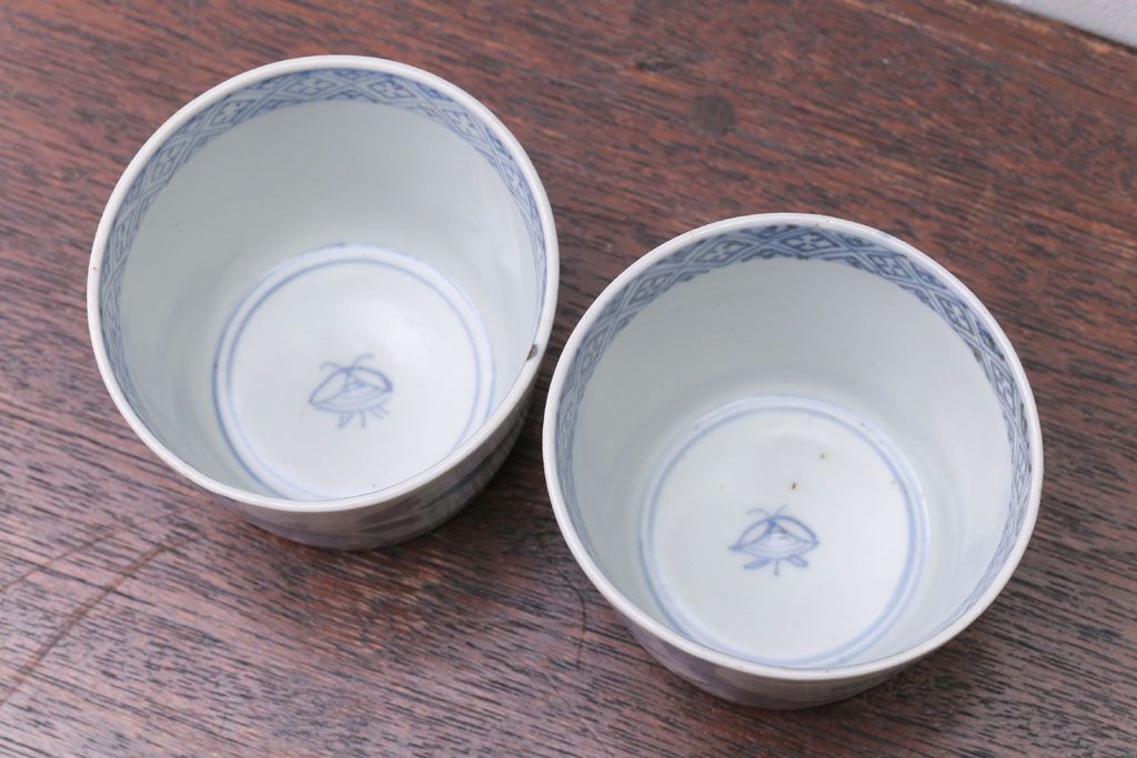 アンティーク雑貨　古民具・骨董　江戸後期　蕎麦猪口2客セット(1)