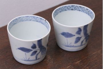 アンティーク雑貨　古民具・骨董　江戸後期　蕎麦猪口2客セット(1)