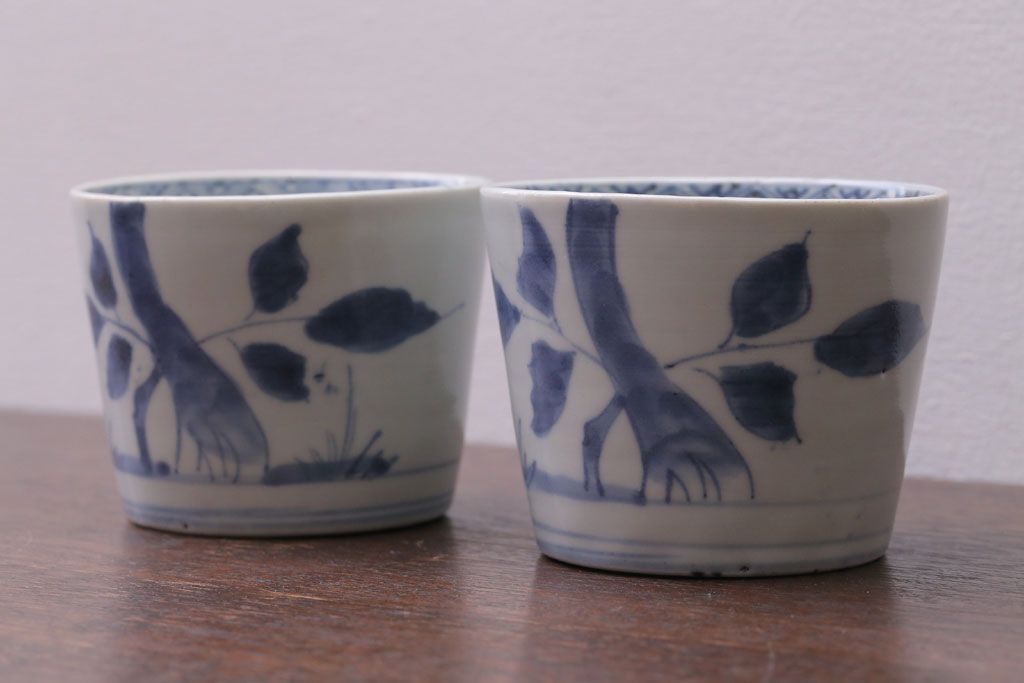 アンティーク雑貨　古民具・骨董　江戸後期　蕎麦猪口2客セット(1)