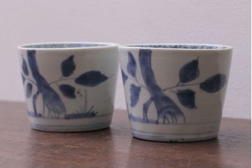 アンティーク雑貨　古民具・骨董　江戸後期　蕎麦猪口2客セット(1)