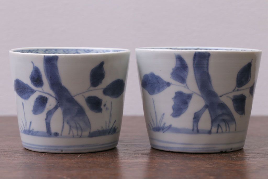 アンティーク雑貨　古民具・骨董　江戸後期　蕎麦猪口2客セット(1)