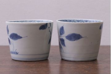 アンティーク雑貨　古民具・骨董　江戸後期　蕎麦猪口2客セット(1)