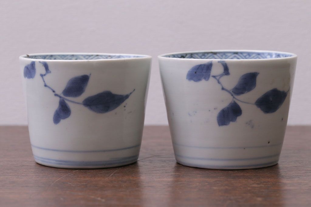 アンティーク雑貨　古民具・骨董　江戸後期　蕎麦猪口2客セット(1)