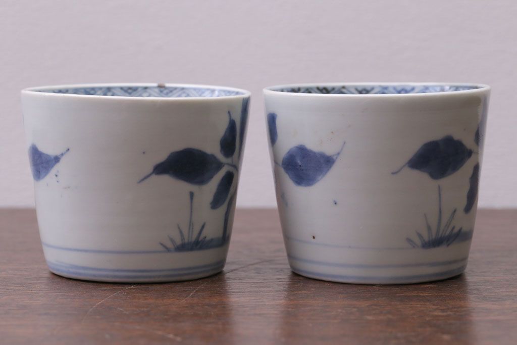 アンティーク雑貨　古民具・骨董　江戸後期　蕎麦猪口2客セット(1)