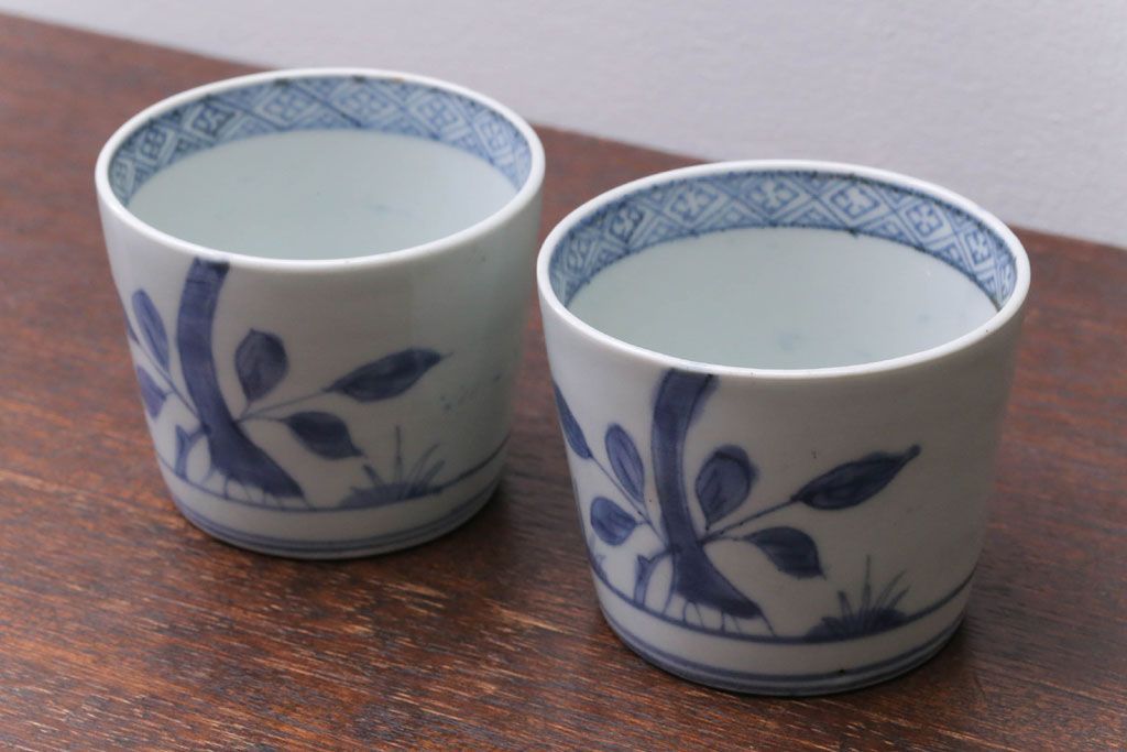 アンティーク雑貨　古民具・骨董　江戸後期　蕎麦猪口2客セット(2)