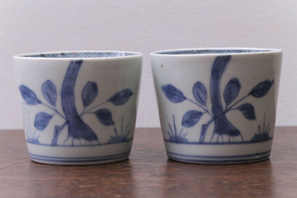 アンティーク雑貨　古民具・骨董　江戸後期　蕎麦猪口2客セット(2)