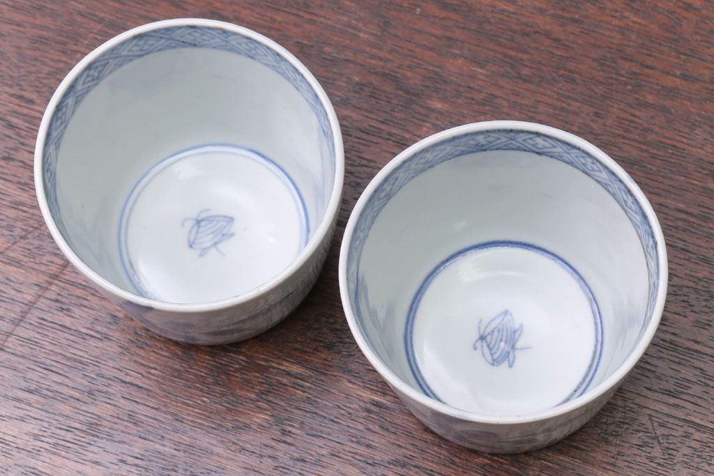アンティーク雑貨　古民具・骨董　江戸後期　蕎麦猪口2客セット(2)