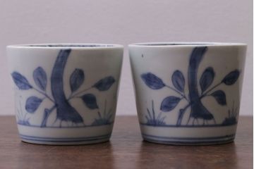 アンティーク雑貨　古民具・骨董　江戸後期　蕎麦猪口2客セット(2)
