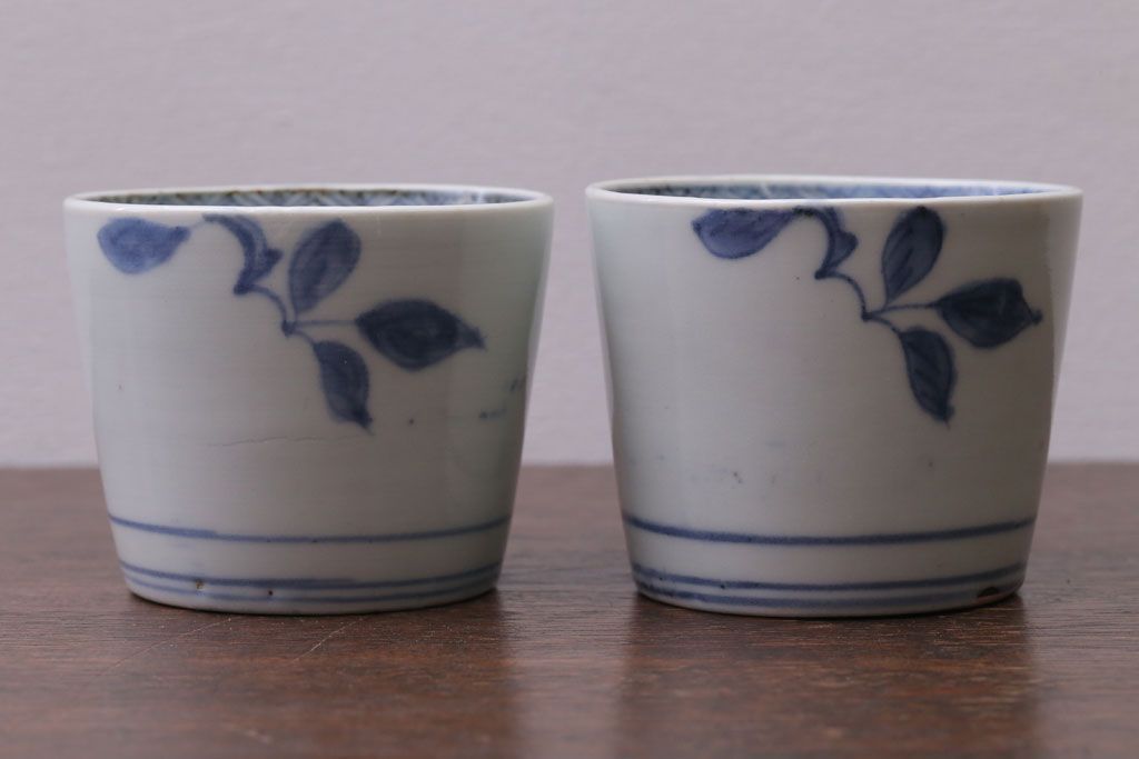 アンティーク雑貨　古民具・骨董　江戸後期　蕎麦猪口2客セット(2)