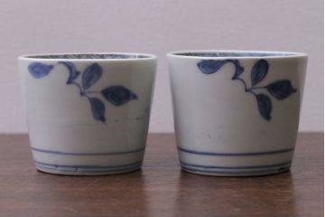 アンティーク雑貨　古民具・骨董　江戸後期　蕎麦猪口2客セット(2)