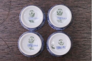 アンティーク雑貨　中古　ROYAL COPENHAGEN(ロイヤルコペンハーゲン)　BLUE FLUTED FULL LACE(ブルーフルーテッド フルレース) 小皿&ソーサー4客セット(洋食器)