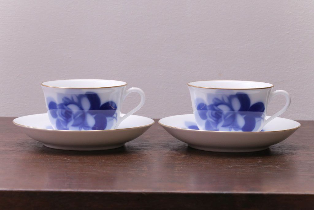 アンティーク雑貨　中古　大倉陶園　カップ&ソーサー2客セット(洋食器)