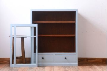 アンティーク家具　ペイント　引き出し2杯付き!アンティーク戸棚(収納棚)