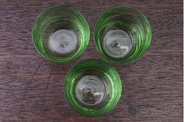 アンティーク雑貨　和製アンティーク　ウランガラスグラス3点セット