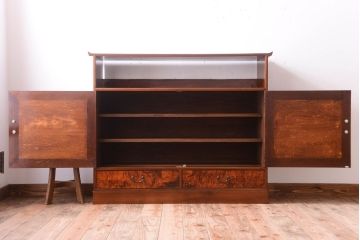 アンティーク家具　和製アンティーク　高級品!バール杢のトチ材製飾り棚