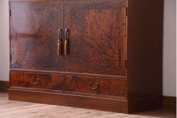 アンティーク家具　和製アンティーク　高級品!バール杢のトチ材製飾り棚