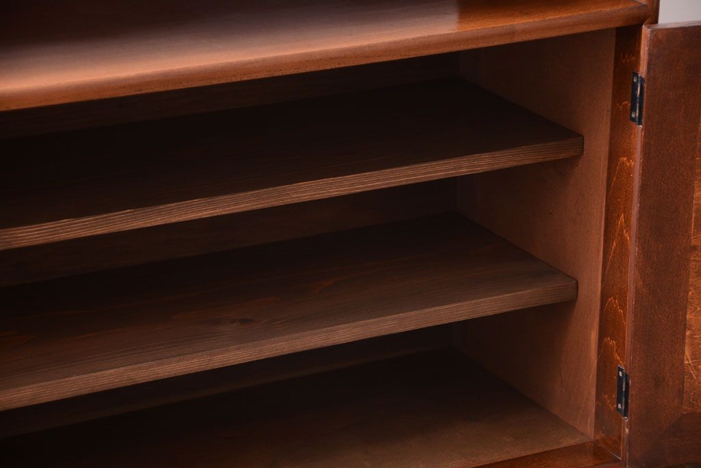 アンティーク家具　和製アンティーク　高級品!バール杢のトチ材製飾り棚