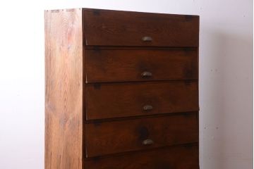 レトロ家具　昭和レトロ　古い木味のパタパタ収納棚(下駄箱)