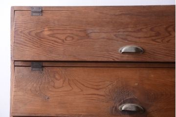 レトロ家具　昭和レトロ　古い木味のパタパタ収納棚(下駄箱)