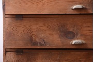 レトロ家具　昭和レトロ　古い木味のパタパタ収納棚(下駄箱)