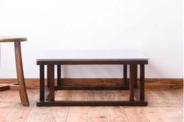 アンティーク家具　和製アンティーク　ガラス天板付き!古いこたつやぐらの座卓
