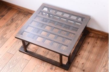 アンティーク家具　和製アンティーク　ガラス天板付き!古いこたつやぐらの座卓