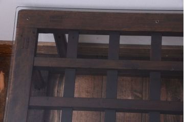アンティーク家具　和製アンティーク　ガラス天板付き!古いこたつやぐらの座卓